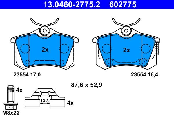 ATE 13.0460-2775.2 - Kit de plaquettes de frein, frein à disque cwaw.fr