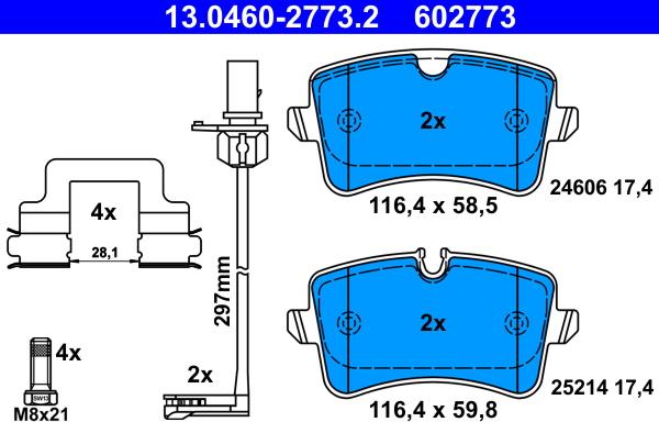 ATE 13.0460-2773.2 - Kit de plaquettes de frein, frein à disque cwaw.fr