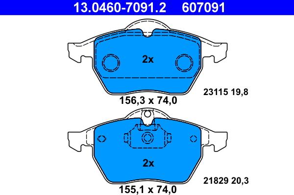 ATE 13.0460-7091.2 - Kit de plaquettes de frein, frein à disque cwaw.fr