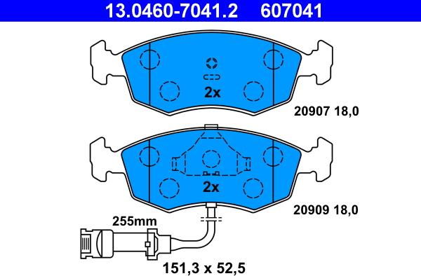 ATE 13.0460-7041.2 - Kit de plaquettes de frein, frein à disque cwaw.fr