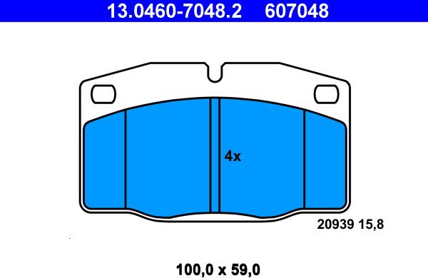 ATE 13.0460-7048.2 - Kit de plaquettes de frein, frein à disque cwaw.fr