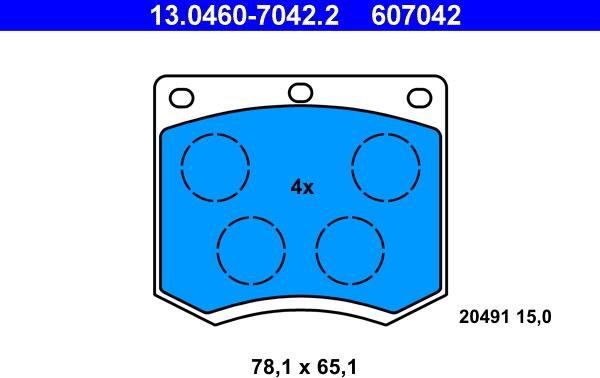 ATE 13.0460-7042.2 - Kit de plaquettes de frein, frein à disque cwaw.fr