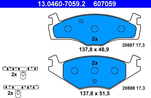 ATE 13.0460-7059.2 - Kit de plaquettes de frein, frein à disque cwaw.fr