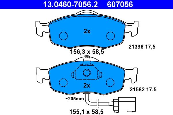 ATE 13.0460-7056.2 - Kit de plaquettes de frein, frein à disque cwaw.fr