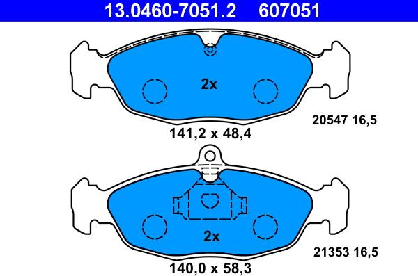 ATE 13.0460-7051.2 - Kit de plaquettes de frein, frein à disque cwaw.fr