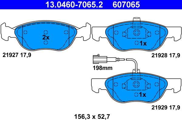 ATE 13.0460-7065.2 - Kit de plaquettes de frein, frein à disque cwaw.fr