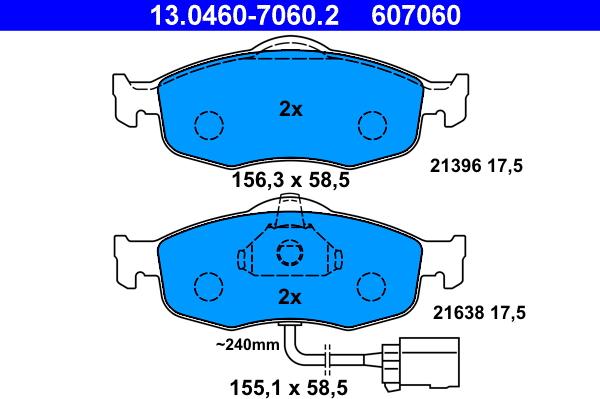 ATE 13.0460-7060.2 - Kit de plaquettes de frein, frein à disque cwaw.fr