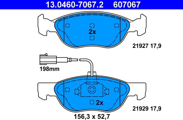 ATE 13.0460-7067.2 - Kit de plaquettes de frein, frein à disque cwaw.fr