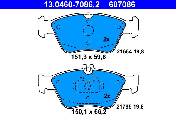 ATE 13.0460-7086.2 - Kit de plaquettes de frein, frein à disque cwaw.fr