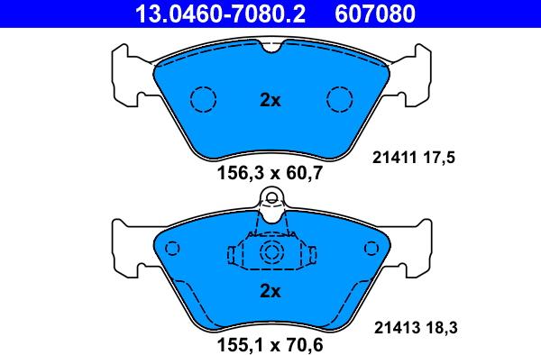 ATE 13.0460-7080.2 - Kit de plaquettes de frein, frein à disque cwaw.fr