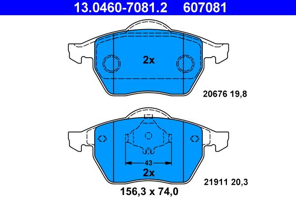 ATE 13.0460-7081.2 - Kit de plaquettes de frein, frein à disque cwaw.fr