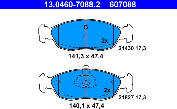 ATE 13.0460-7088.2 - Kit de plaquettes de frein, frein à disque cwaw.fr