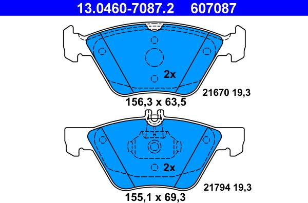 ATE 13.0460-7087.2 - Kit de plaquettes de frein, frein à disque cwaw.fr