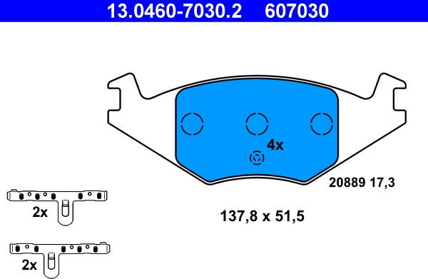 ATE 13.0460-7030.2 - Kit de plaquettes de frein, frein à disque cwaw.fr