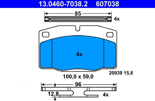 ATE 13.0460-7038.2 - Kit de plaquettes de frein, frein à disque cwaw.fr