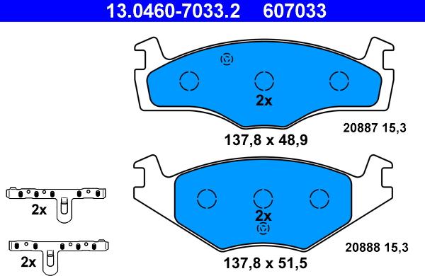 ATE 13.0460-7033.2 - Kit de plaquettes de frein, frein à disque cwaw.fr