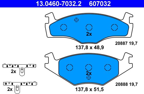 ATE 13.0460-7032.2 - Kit de plaquettes de frein, frein à disque cwaw.fr