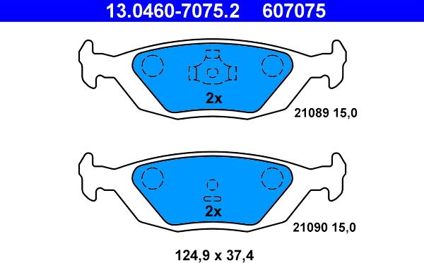 ATE 13.0460-7075.2 - Kit de plaquettes de frein, frein à disque cwaw.fr