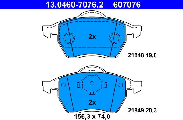 ATE 13.0460-7076.2 - Kit de plaquettes de frein, frein à disque cwaw.fr