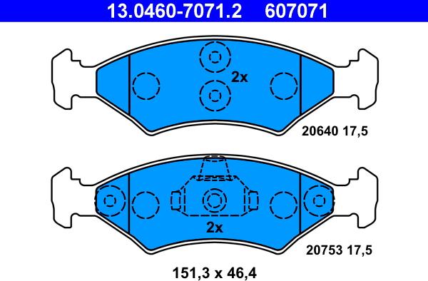 ATE 13.0460-7071.2 - Kit de plaquettes de frein, frein à disque cwaw.fr