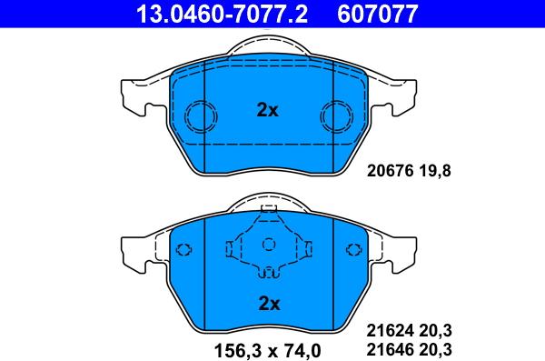 ATE 13.0460-7077.2 - Kit de plaquettes de frein, frein à disque cwaw.fr