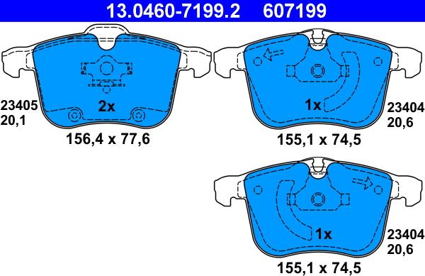 ATE 13.0460-7199.2 - Kit de plaquettes de frein, frein à disque cwaw.fr