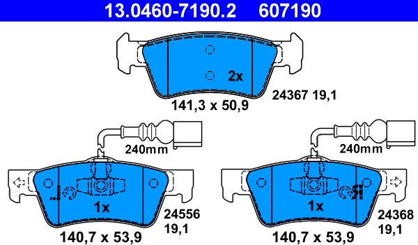 ATE 13.0460-7190.2 - Kit de plaquettes de frein, frein à disque cwaw.fr