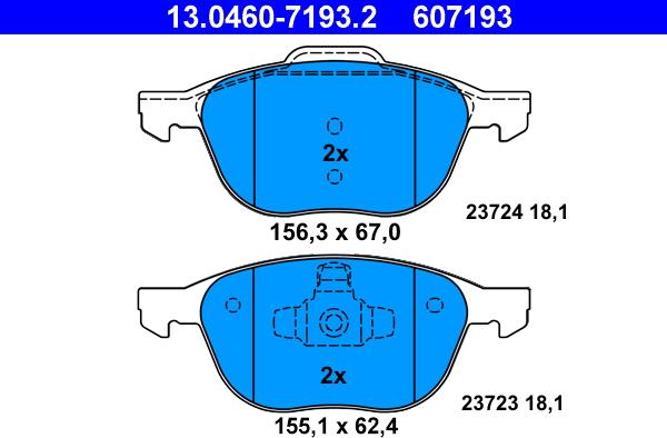 ATE 13.0460-7193.2 - Kit de plaquettes de frein, frein à disque cwaw.fr