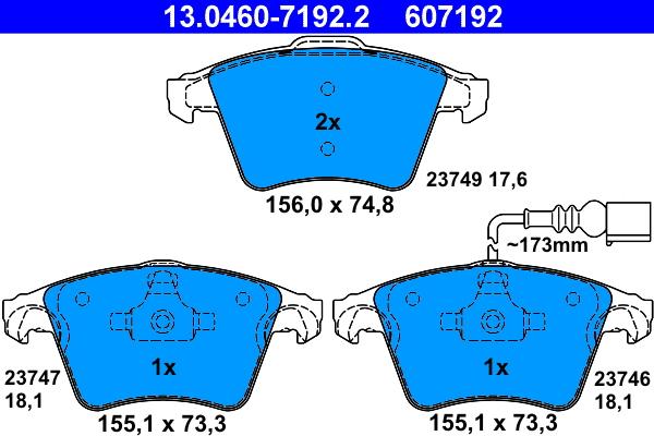 ATE 13.0460-7192.2 - Kit de plaquettes de frein, frein à disque cwaw.fr