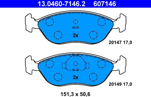 ATE 13.0460-7146.2 - Kit de plaquettes de frein, frein à disque cwaw.fr