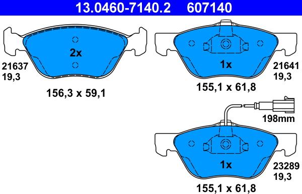 ATE 13.0460-7140.2 - Kit de plaquettes de frein, frein à disque cwaw.fr