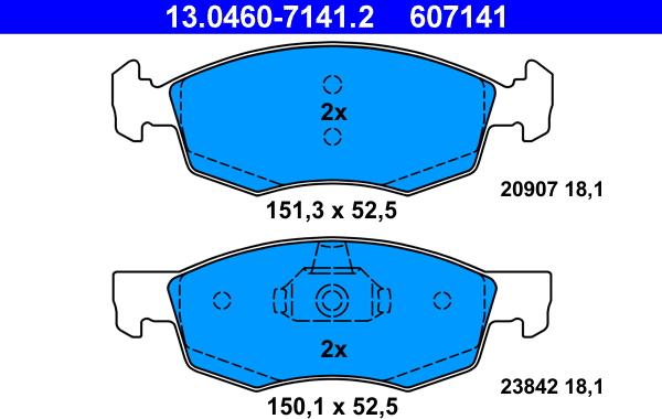 ATE 13.0460-7141.2 - Kit de plaquettes de frein, frein à disque cwaw.fr