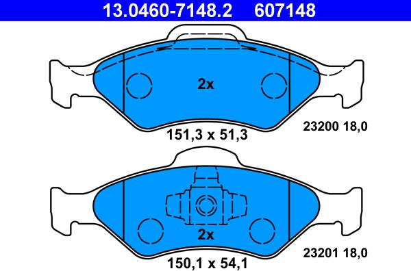 ATE 13.0460-7148.2 - Kit de plaquettes de frein, frein à disque cwaw.fr