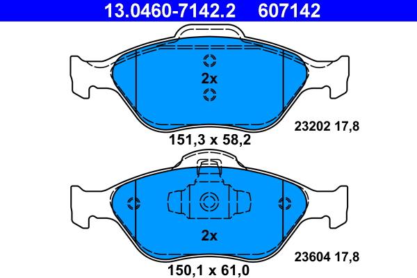 ATE 13.0460-7142.2 - Kit de plaquettes de frein, frein à disque cwaw.fr