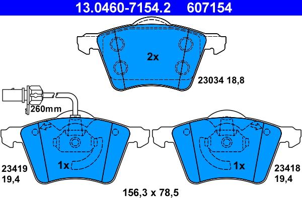 ATE 13.0460-7154.2 - Kit de plaquettes de frein, frein à disque cwaw.fr