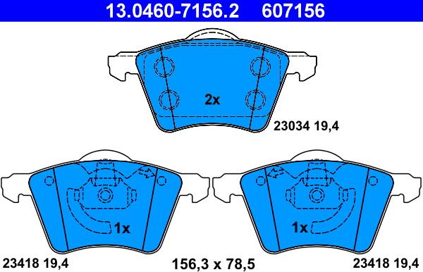 ATE 13.0460-7156.2 - Kit de plaquettes de frein, frein à disque cwaw.fr