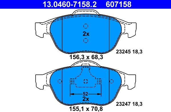 ATE 13.0460-7158.2 - Kit de plaquettes de frein, frein à disque cwaw.fr