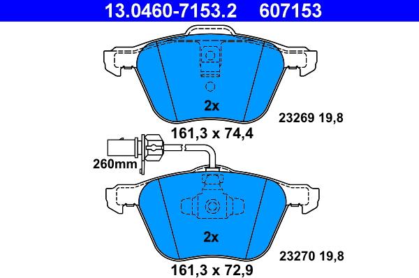 ATE 13.0460-7153.2 - Kit de plaquettes de frein, frein à disque cwaw.fr