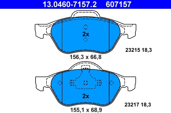 ATE 13.0460-7157.2 - Kit de plaquettes de frein, frein à disque cwaw.fr