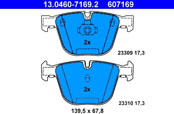 ATE 13.0460-7169.2 - Kit de plaquettes de frein, frein à disque cwaw.fr