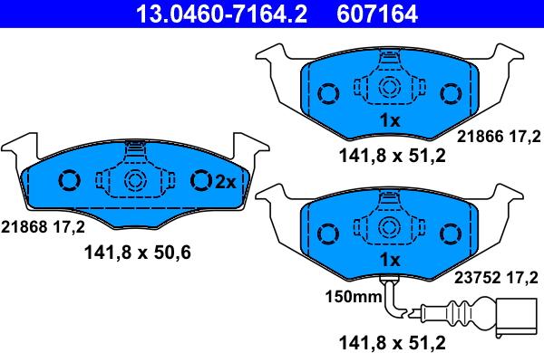 ATE 13.0460-7164.2 - Kit de plaquettes de frein, frein à disque cwaw.fr