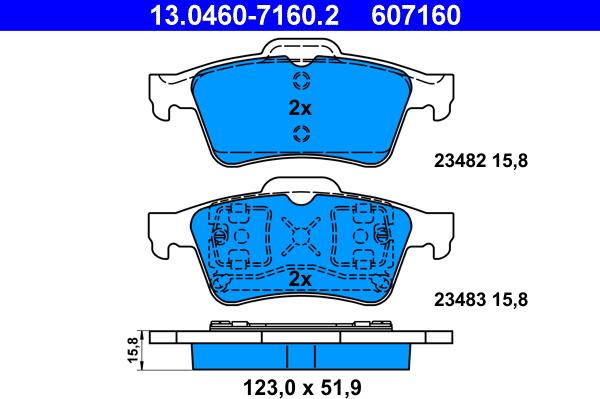 ATE 13.0460-7160.2 - Kit de plaquettes de frein, frein à disque cwaw.fr