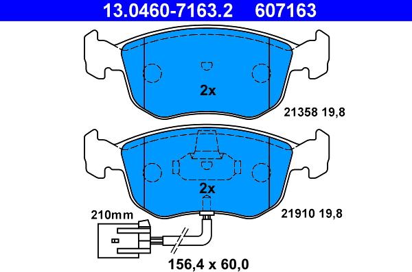 ATE 13.0460-7163.2 - Kit de plaquettes de frein, frein à disque cwaw.fr