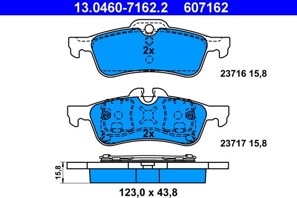 ATE 13.0460-7162.2 - Kit de plaquettes de frein, frein à disque cwaw.fr