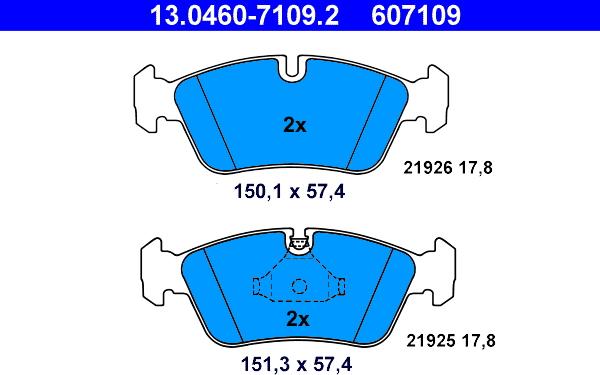 ATE 13.0460-7109.2 - Kit de plaquettes de frein, frein à disque cwaw.fr