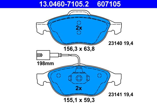 ATE 13.0460-7105.2 - Kit de plaquettes de frein, frein à disque cwaw.fr