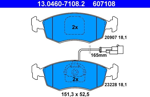 ATE 13.0460-7108.2 - Kit de plaquettes de frein, frein à disque cwaw.fr