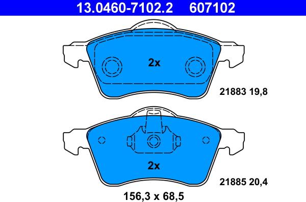 ATE 13.0460-7102.2 - Kit de plaquettes de frein, frein à disque cwaw.fr