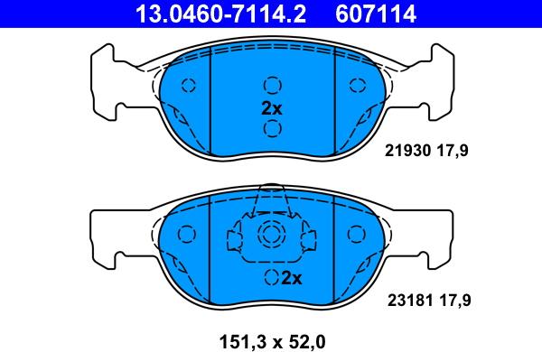 ATE 13.0460-7114.2 - Kit de plaquettes de frein, frein à disque cwaw.fr