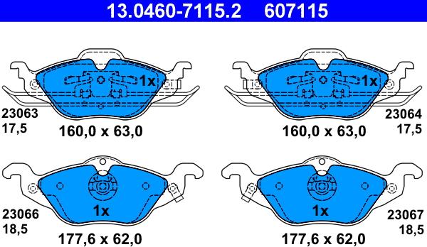 ATE 13.0460-7115.2 - Kit de plaquettes de frein, frein à disque cwaw.fr